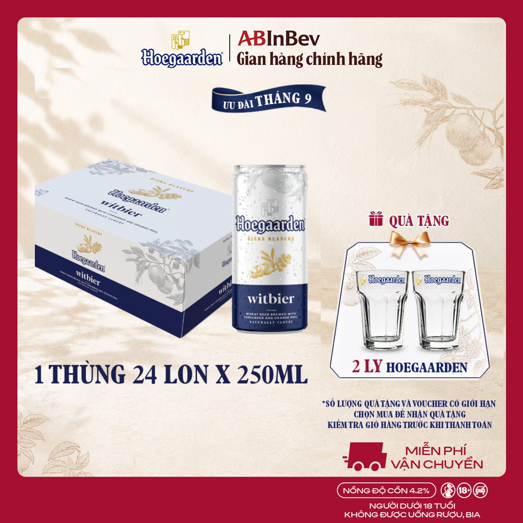 Bia Hoegaarden White Thùng 24 Lon 250ml Chính Hãng Mới