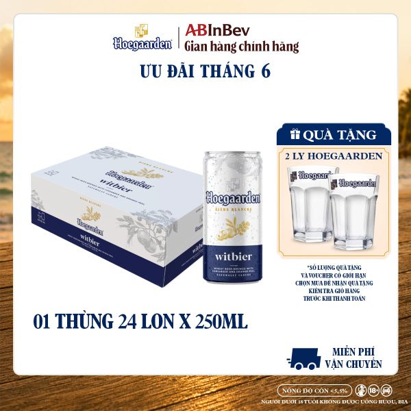 Bia Hoegaarden White Thùng 24 Lon 250ml Chính Hãng Mới
