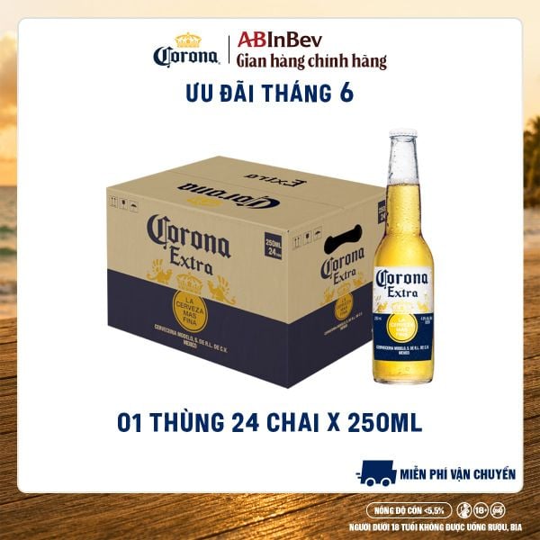 Bia Corona Extra Thùng 24 Chai 250ml Chính Hãng