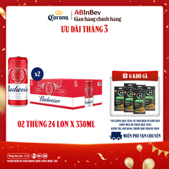 Combo 2 Thùng 24 Lon Bia Budweiser Sleek Can Chính Hãng (330ml/ lon)