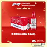 Bia Budweiser Thùng 24 Chai Aluminum 355ml Chính Hãng