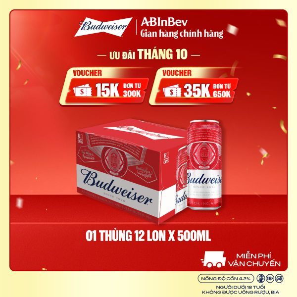 Bia Budweiser Thùng 12 Lon 500ml