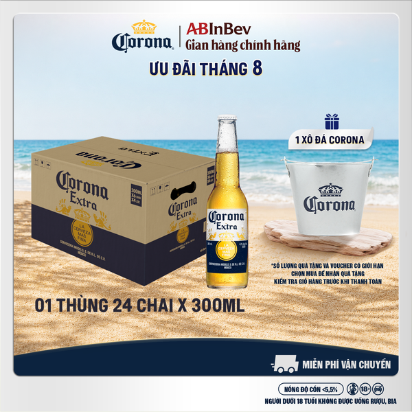 Bia Corona Extra Thùng 24 Chai 300ml.