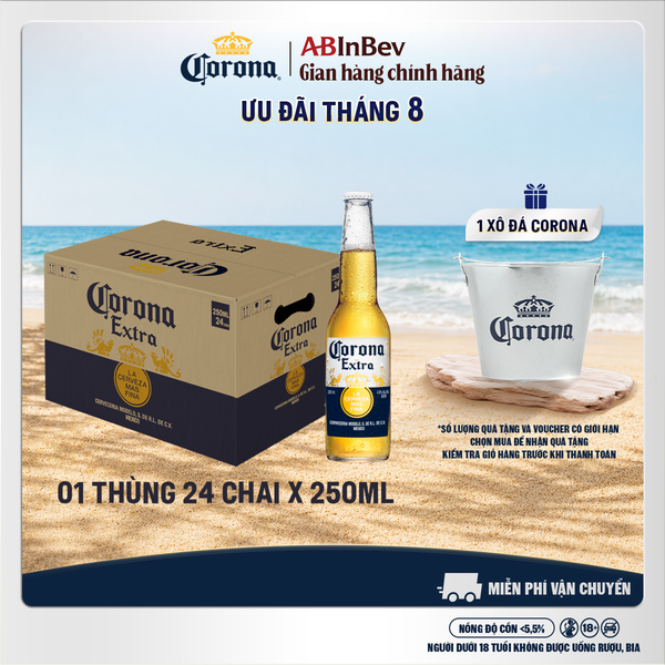 Bia Corona Extra Thùng 24 Chai 250ml Chính Hãng