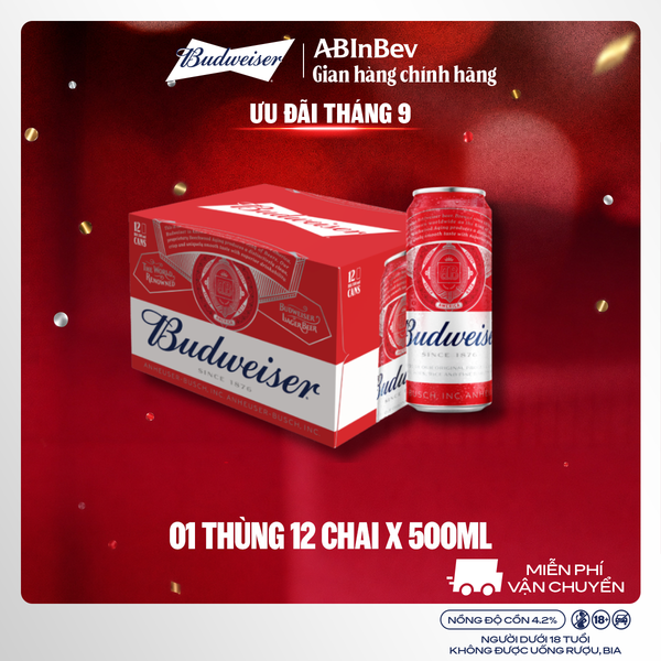 Bia Budweiser Thùng 12 Lon 500ml