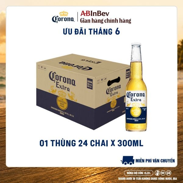 Bia Corona Extra Thùng 24 Chai 300ml.