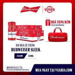 Bia Budweiser Sleek Combo 2 Thùng 24 Lon 330ml - Tặng 1 Túi Du Lịch Budweiser - QUÀ TẶNG KHÔNG BÁN