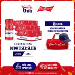 [FREESHIP] Bia Budweiser Sleek Combo 3 Thùng 24 Lon 330ml - Tặng 1 Túi Du Lịch Budweiser + 1 Nón Budweiser - QUÀ TẶNG KHÔNG BÁN