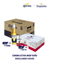 Thùng 24 Lon Bia Hoegaarden Rosée (250ml/lon) - Sản Phẩm Mới x Bia Corona Extra nhập khẩu thùng 24 chai (300ml/chai)
