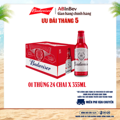 Bia Budweiser Thùng 24 Chai Aluminum 355ml Chính Hãng