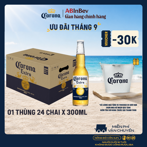 Bia Corona Extra Thùng 24 Chai 300ml.