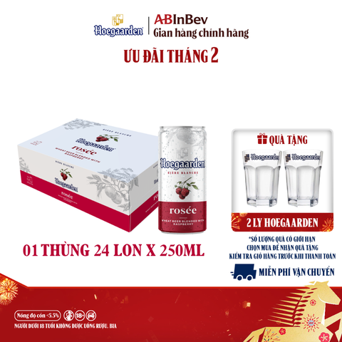 Bia Hoegaarden Rosée Thùng 24 Lon 250ml Chính Hãng