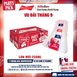 Thùng 24 Lon Bia Budweiser PartyPack Chính Hãng (250ml/lon)