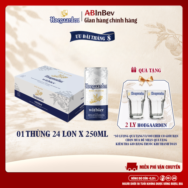 Bia Hoegaarden White Thùng 24 Lon 250ml Chính Hãng Mới