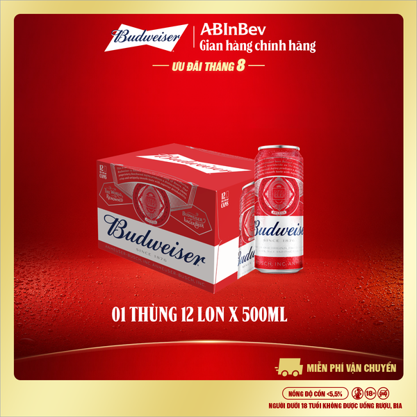Bia Budweiser Thùng 12 Lon 500ml