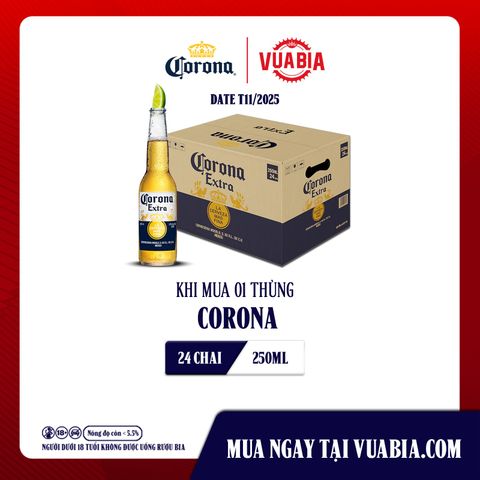 [Chỉ Áp Dụng Miền Bắc] Bia Corona Extra Thùng 24 Chai 250ml Chính Hãng