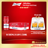 Thùng 24 Lon Bia Budweiser Sleek Can Chính Hãng (330ml/ lon)
