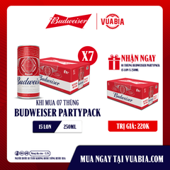 Bia Budweiser PartyPack Combo 7 Thùng 15 Lon 250ml  - Tặng 1 Thùng Budweiser Partypack 15 Lon 250ml