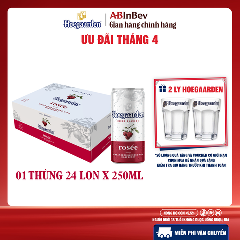 Bia Hoegaarden Rosée Thùng 24 Lon 250ml Chính Hãng