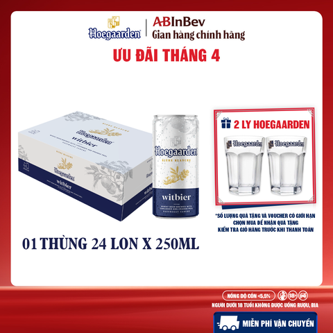 Bia Hoegaarden White Thùng 24 Lon 250ml Chính Hãng Mới