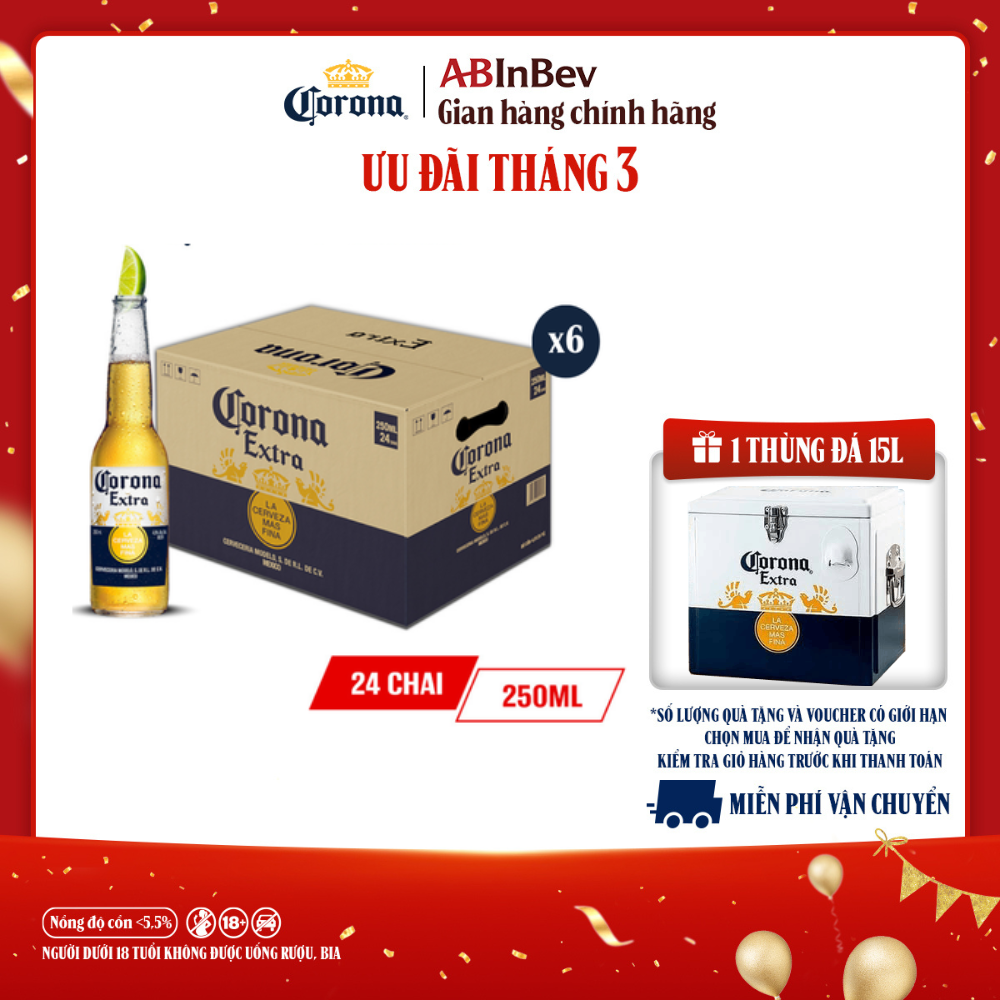 Combo 6 Thùng Bia Corona-Extra nhập khẩu thùng 24 chai (250ml/chai)