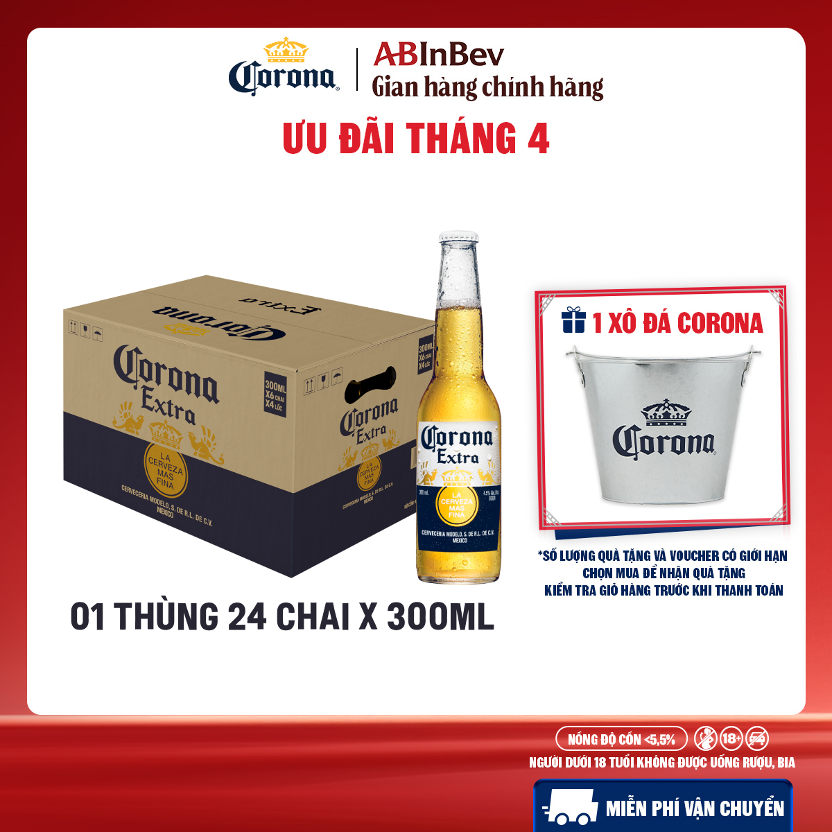Bia Corona Extra Thùng 24 Chai 300ml.