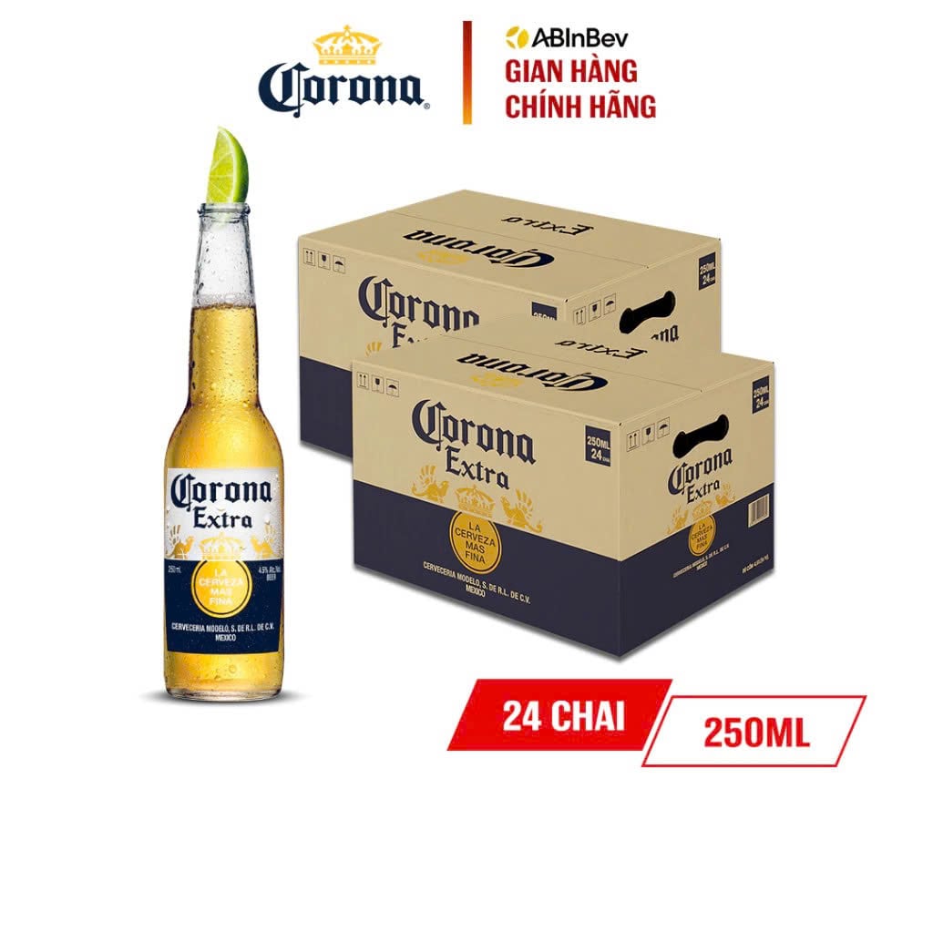 Combo 2 Thùng Bia Corona-Extra nhập khẩu thùng 24 chai (250ml/chai)