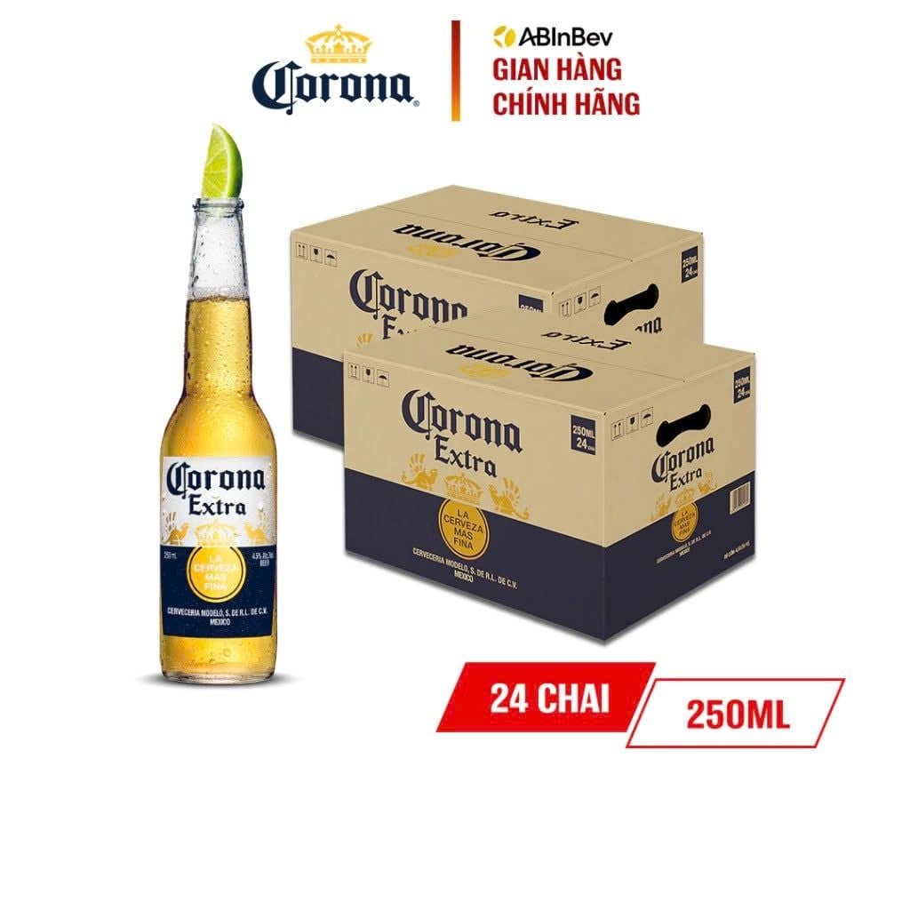 Combo 2 Thùng Bia Corona-Extra nhập khẩu thùng 24 chai (250ml/chai)