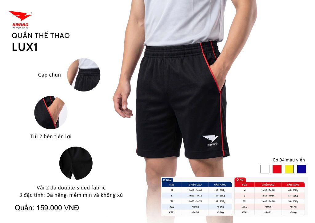 Quần Cầu Lông,Bóng Chuyền,Pickleball Nam Hiwing Lux1