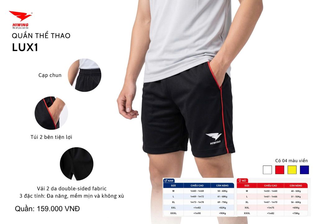 Quần Cầu Lông,Bóng Chuyền,Pickleball Nam Hiwing Lux1