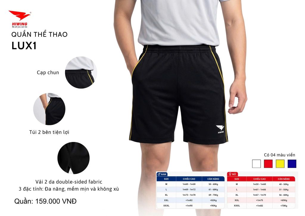 Quần Cầu Lông,Bóng Chuyền,Pickleball Nam Hiwing Lux1