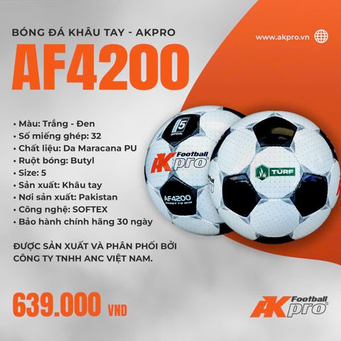 Bóng Đá Khâu Tay AKpro AF4200 — Bền Bỉ, Êm Chân, Chuẩn Thi Đấu