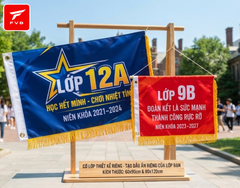 Cờ Lớp, Cờ Công Ty, Cờ Team Vải Lụa Cao Cấp — In Theo Yêu Cầu Thiết Kế Miễn Phí
