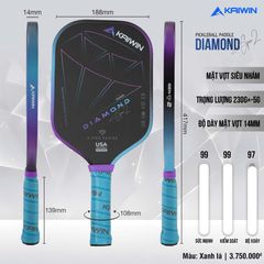 Vợt Pickleball Kaiwin Diamond Gen 2 Màu Xanh Coban