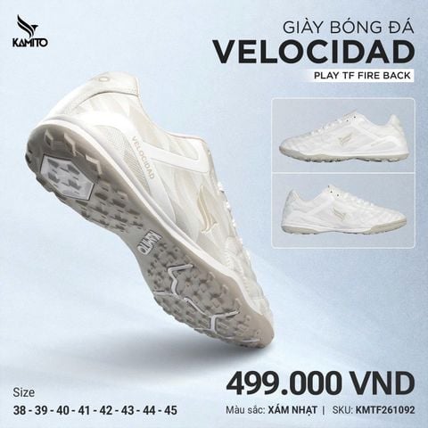 Giày Bóng Đá Kamito Velocidad Play TF (Fire Back) Màu Xám - Chính Hãng, Tối Ưu Trên Sân Cỏ