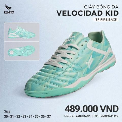 Giày Bóng Đá Kamito Velocidad Play TF (Fire Back) Màu Xanh - Chính Hãng, Tối Ưu Trên Sân Cỏ