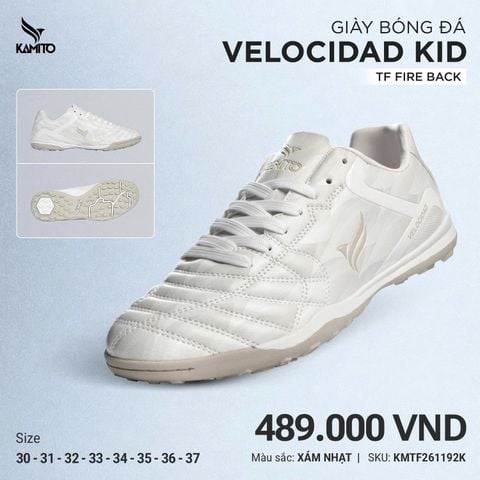 Giày Bóng Đá Kamito Velocidad Play TF (Fire Back) Màu Xám - Chính Hãng, Tối Ưu Trên Sân Cỏ