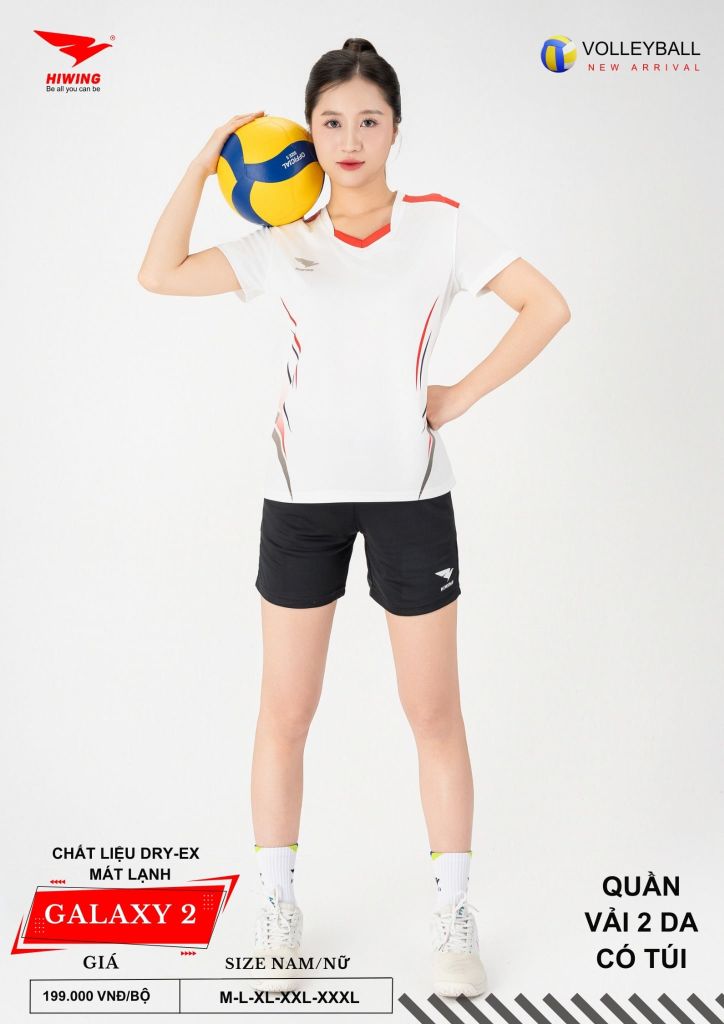 Áo Bóng Chuyền Nam Nữ Hiwing Galaxy 2 Màu Trắng Mới Nhất 2026