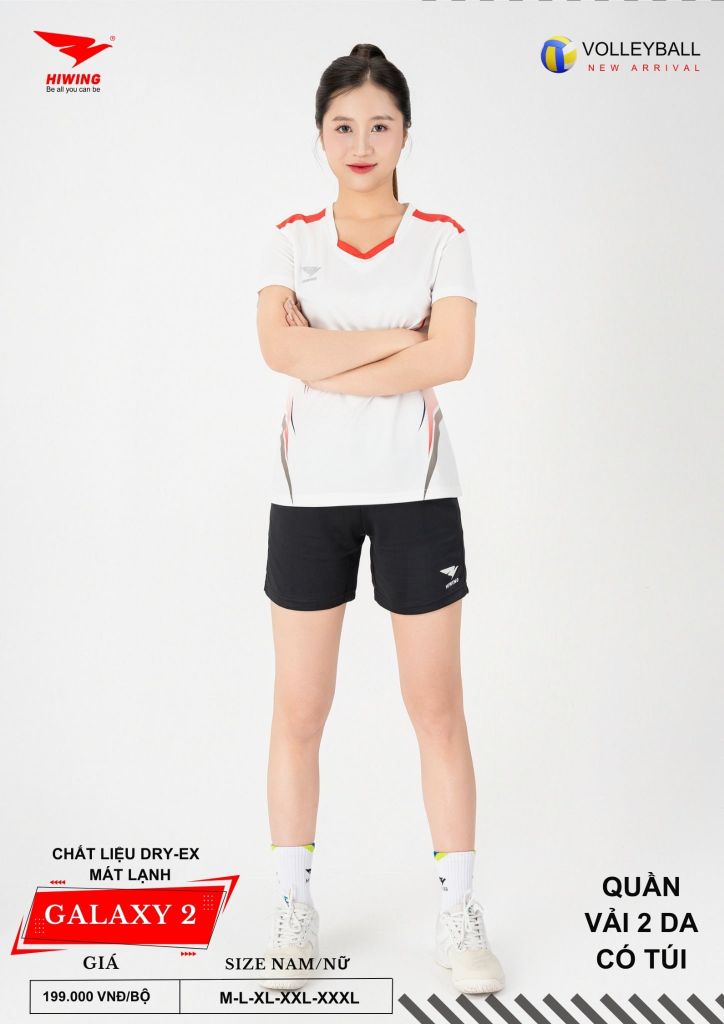 Áo Bóng Chuyền Nam Nữ Hiwing Galaxy 2 Màu Trắng Mới Nhất 2026