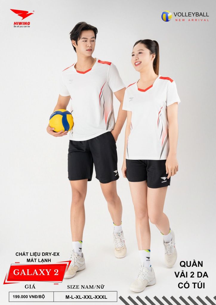Áo Bóng Chuyền Nam Nữ Hiwing Galaxy 2 Màu Trắng Mới Nhất 2026