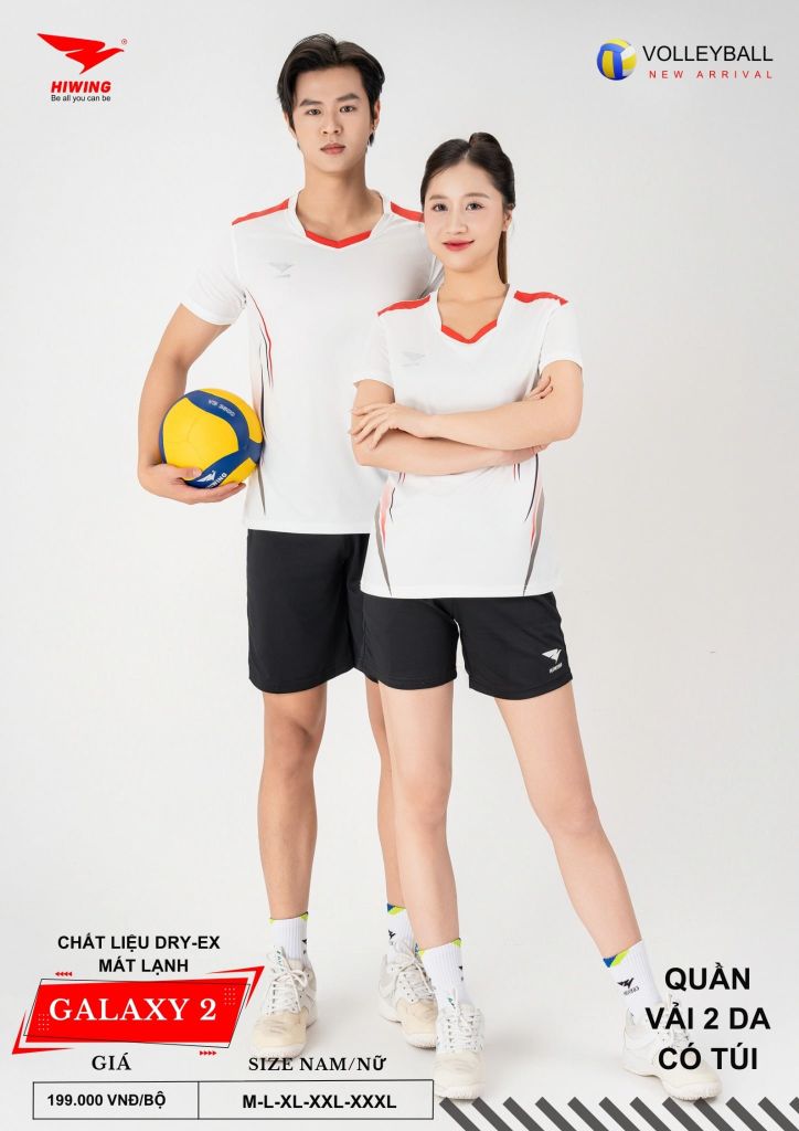Áo Bóng Chuyền Nam Nữ Hiwing Galaxy 2 Màu Trắng Mới Nhất 2026