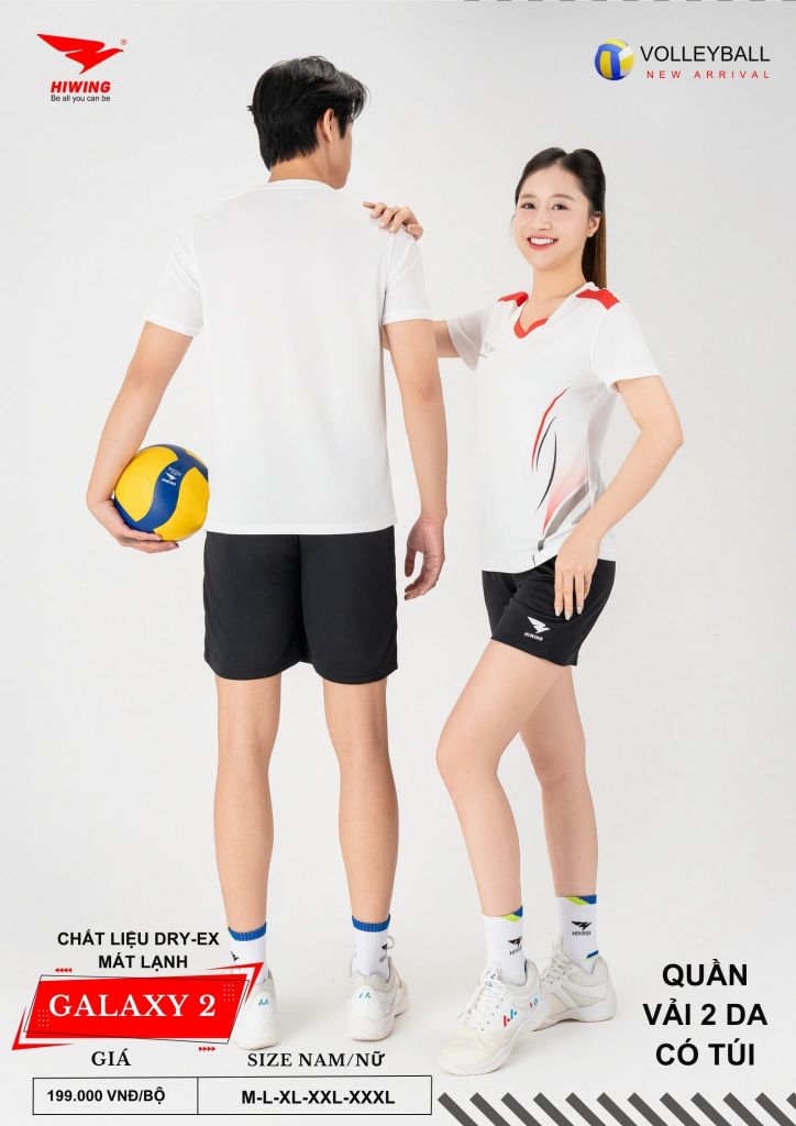 Áo Bóng Chuyền Nam Nữ Hiwing Galaxy 2 Màu Trắng Mới Nhất 2026