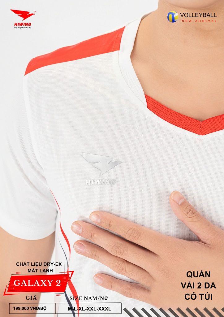 Áo Bóng Chuyền Nam Nữ Hiwing Galaxy 2 Màu Trắng Mới Nhất 2026
