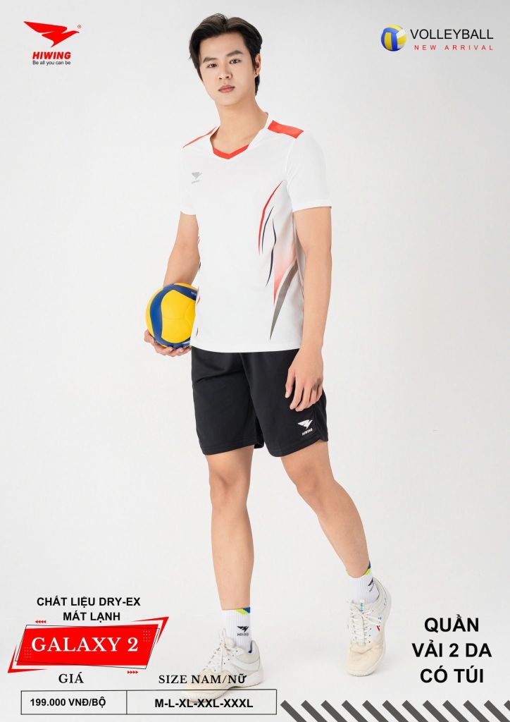 Áo Bóng Chuyền Nam Nữ Hiwing Galaxy 2 Màu Trắng Mới Nhất 2026