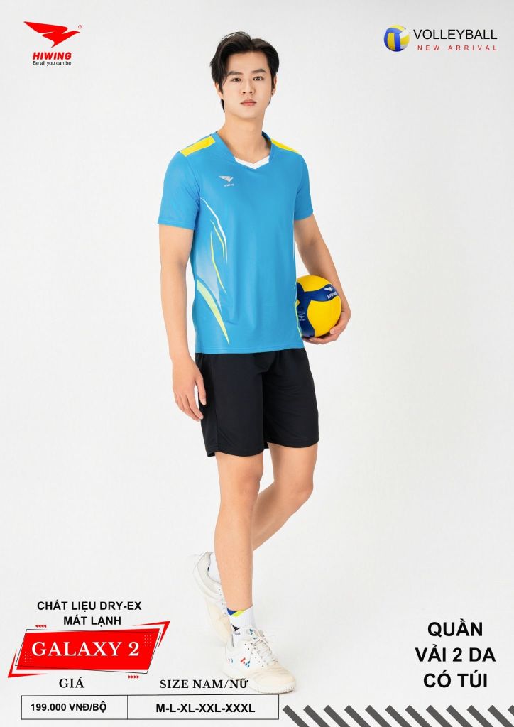 Áo Bóng Chuyền Nam Nữ Hiwing Galaxy 2 Màu Xanh Da Mới Nhất 2026