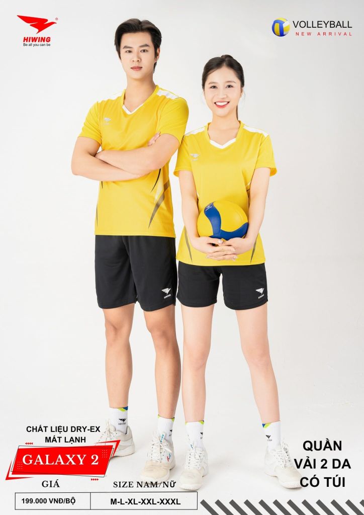 Áo Bóng Chuyền Nam Nữ Hiwing Galaxy 2 Màu Vàng Mới Nhất 2026