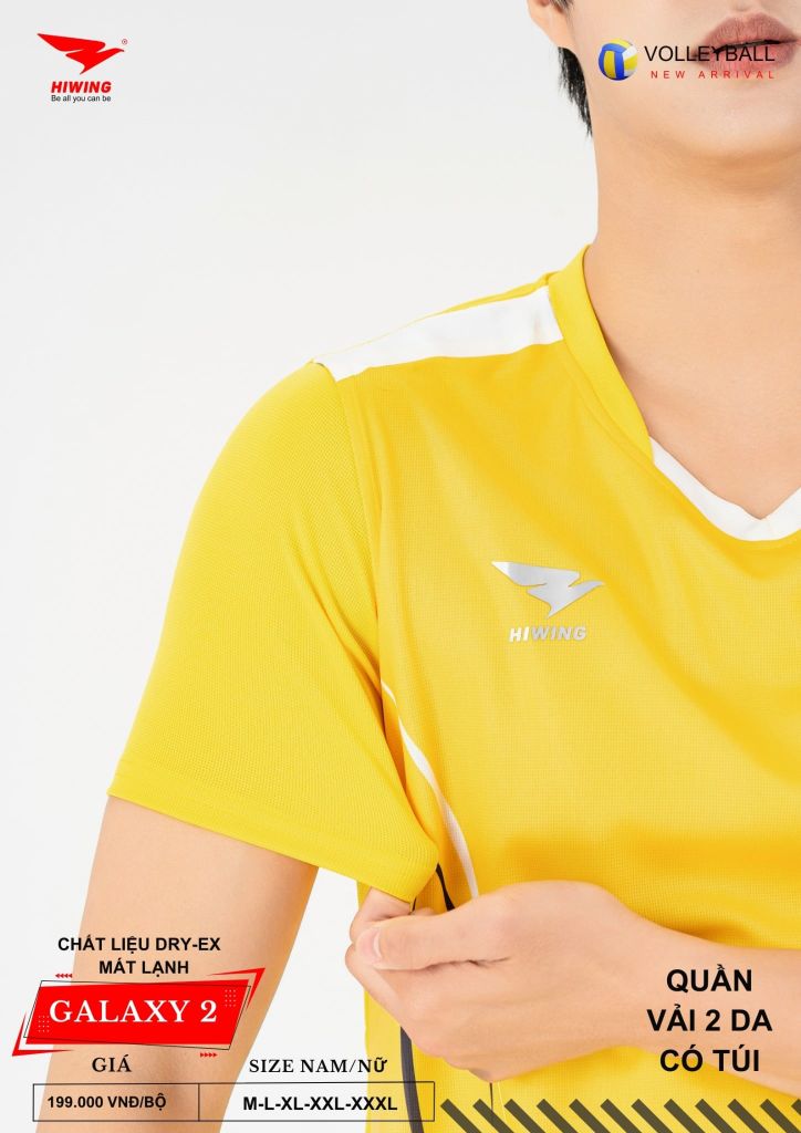 Áo Bóng Chuyền Nam Nữ Hiwing Galaxy 2 Màu Vàng Mới Nhất 2026