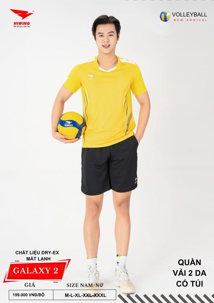 Áo Bóng Chuyền Nam Nữ Hiwing Galaxy 2 Màu Vàng Mới Nhất 2026