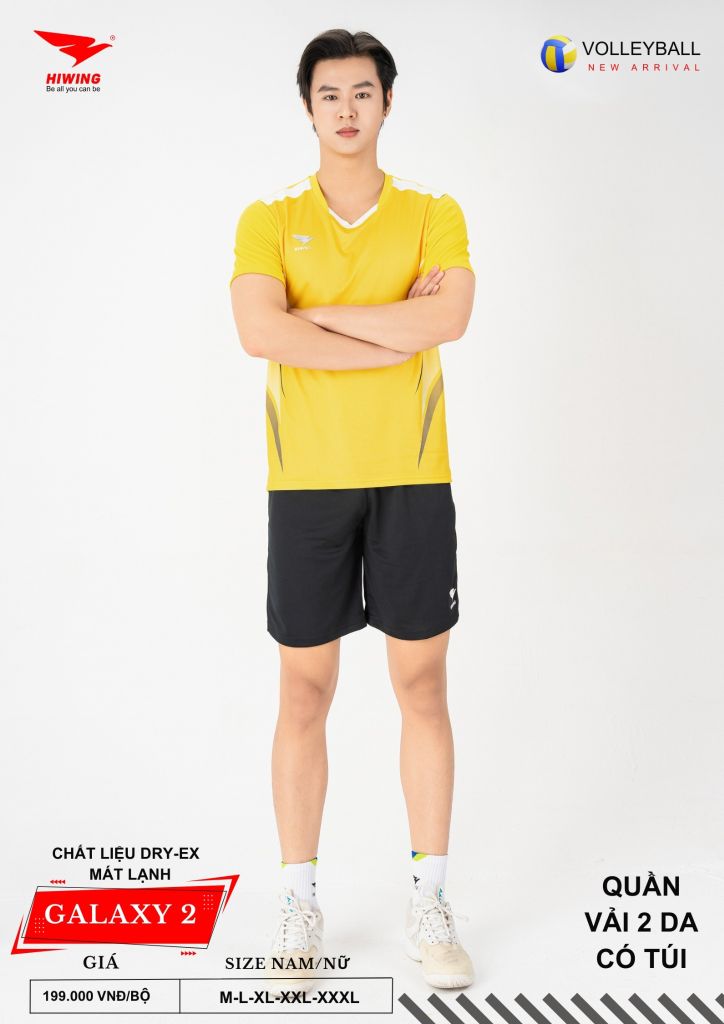 Áo Bóng Chuyền Nam Nữ Hiwing Galaxy 2 Màu Vàng Mới Nhất 2026