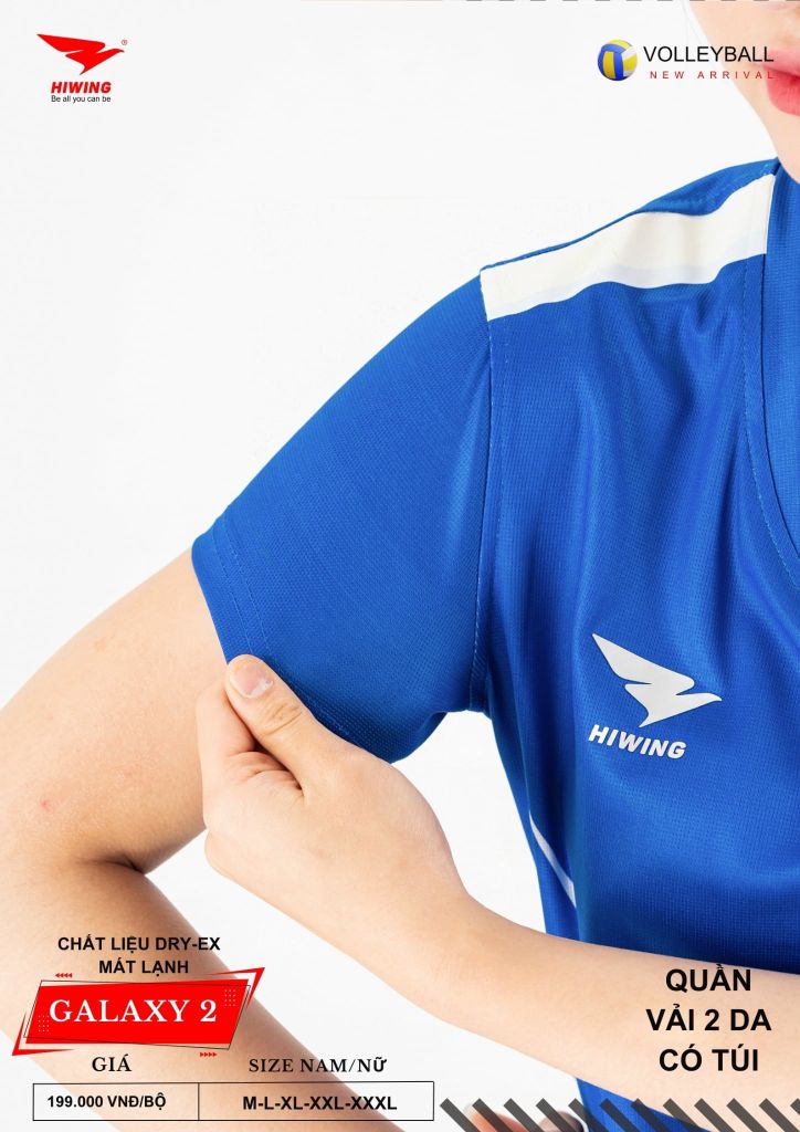 Áo Bóng Chuyền Nam Nữ Hiwing Galaxy 2 Màu Xanh Dương Mới Nhất 2026